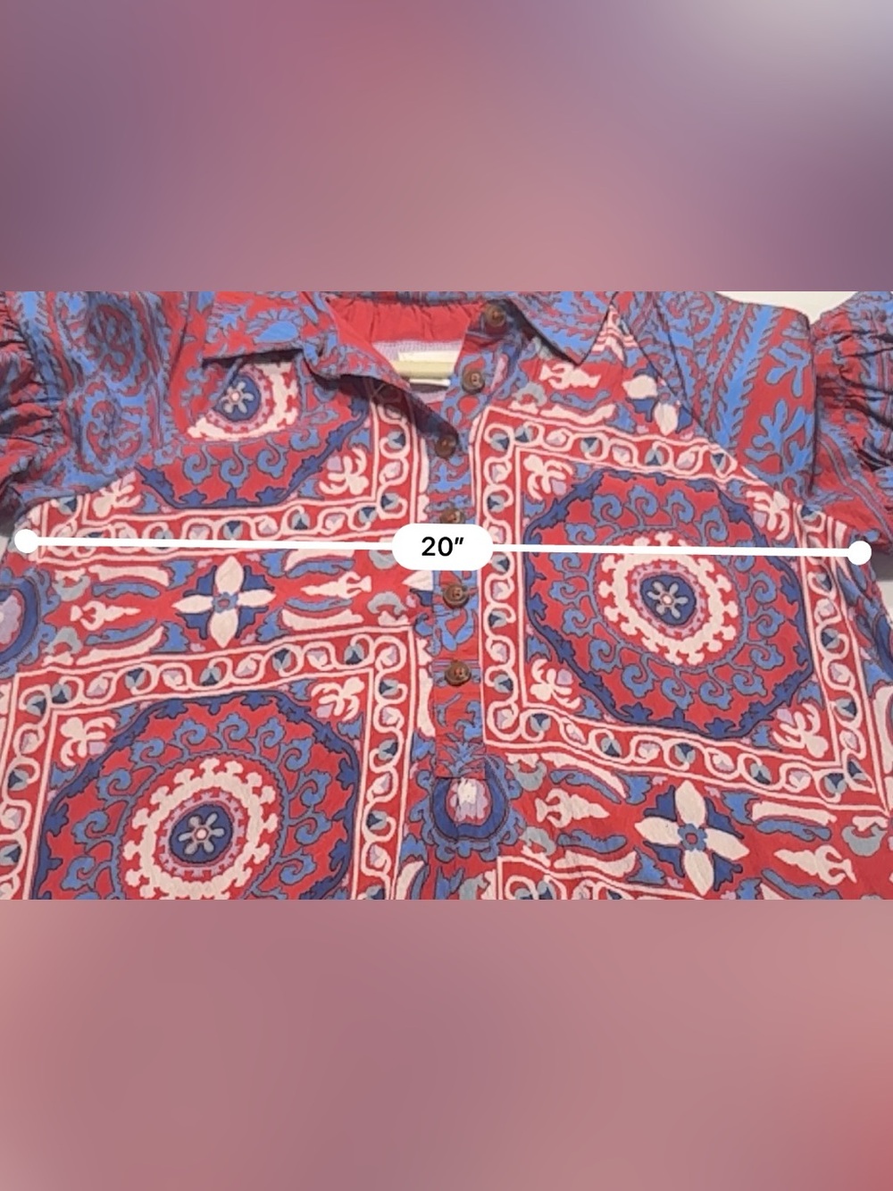 NWT Anthropologie Boho Red/ Blue Motif Midi Shirt Dress Size M - Picture 16 of 16